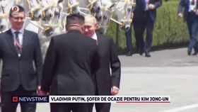 VIDEO Primire grandioasă pentru Putin în Coreea de Nord. Ceremonie fastuoasă și plimbare în limuzină decapotabilă
